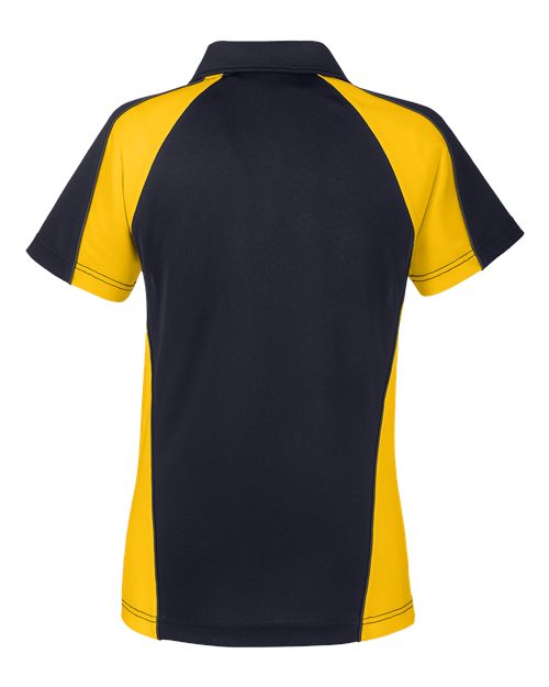 Harriton M385W Ladies' Advantage Snag Protection Plus IL Colorblock Polo #color_BLK/ S YL/ DK CH