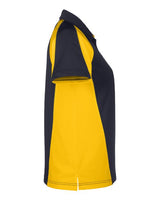 Harriton M385W Ladies' Advantage Snag Protection Plus IL Colorblock Polo #color_BLK/ S YL/ DK CH