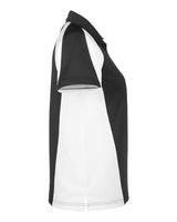 Harriton M385W Ladies' Advantage Snag Protection Plus IL Colorblock Polo #color_BLK/ WHT/ D CHRC