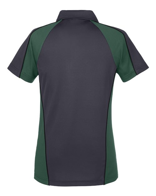 Harriton M385W Ladies' Advantage Snag Protection Plus IL Colorblock Polo #color_D CH/ D GRN/ BLK