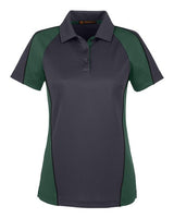 Harriton M385W Ladies' Advantage Snag Protection Plus IL Colorblock Polo #color_D CH/ D GRN/ BLK