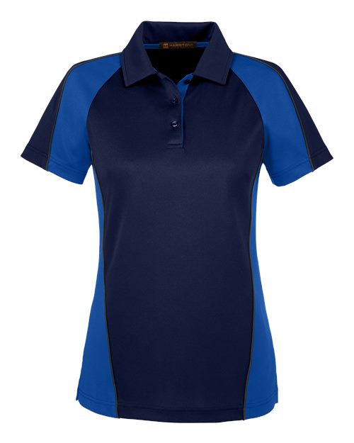Harriton M385W Ladies' Advantage Snag Protection Plus IL Colorblock Polo #color_D NV/ T RY/ D CH