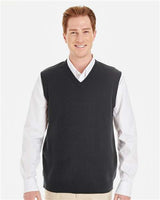 Harriton M415 Men's Pilbloc V-Neck Sweater Vest #color_BLACK