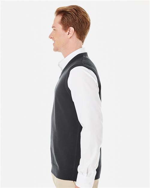 Harriton M415 Men's Pilbloc V-Neck Sweater Vest #color_BLACK