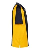 Harriton M385 Men's Advantage Snag Protection Plus IL Colorblock Polo #color_BLK/ S YL/ DK CH