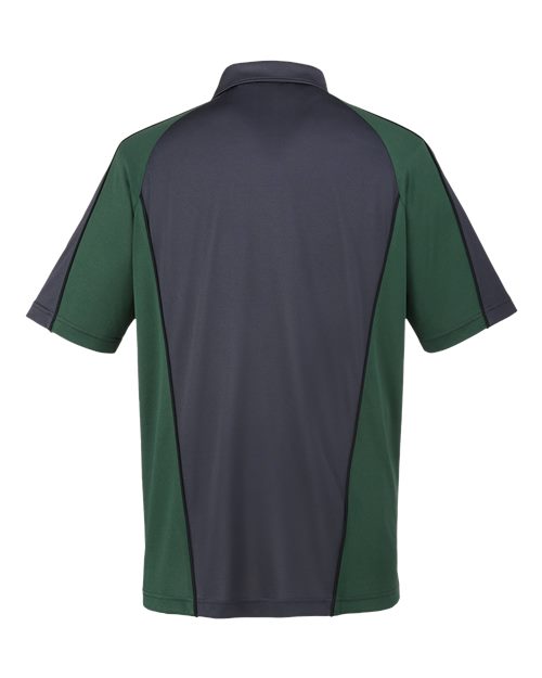 Harriton M385 Men's Advantage Snag Protection Plus IL Colorblock Polo #color_D CH/ D GRN/ BLK