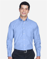 Harriton M600 Men's Long-Sleeve Oxford with Stain-Release #color_LIGHT BLUE