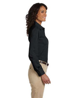 Harriton M510W Ladies' 3.1 oz. Essential Poplin #color_BLACK