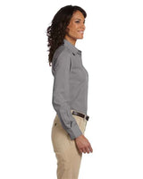 Harriton M510W Ladies' 3.1 oz. Essential Poplin #color_DARK GREY