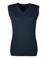 Harriton M415W Ladies' Pilbloc V-Neck Sweater Vest #color_DARK NAVY