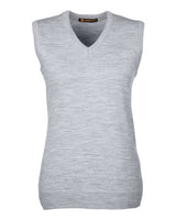 Harriton M415W Ladies' Pilbloc V-Neck Sweater Vest #color_GREY HEATHER
