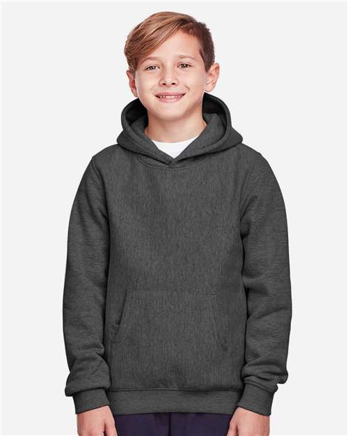 Team 365 TT96Y Youth Zone HydroSport Heavyweight Pullover Hooded Sweatshirt #color_DARK GREY HEATHR