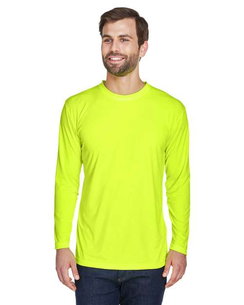 UltraClub 8422 Adult Cool & Dry Sport Long-Sleeve Performance Interlock T-Shirt #color_BRIGHT YELLOW