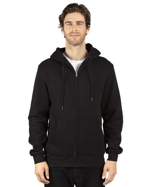 Threadfast Apparel 320Z Unisex Ultimate Fleece Full-Zip Hooded Sweatshirt #color_BLACK