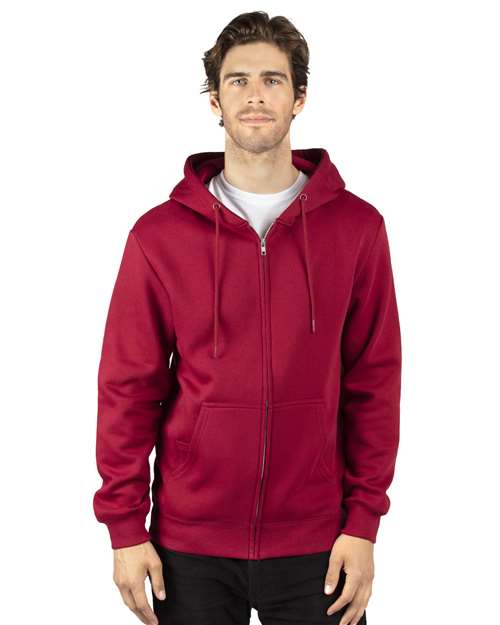 Threadfast Apparel 320Z Unisex Ultimate Fleece Full-Zip Hooded Sweatshirt #color_BURGUNDY