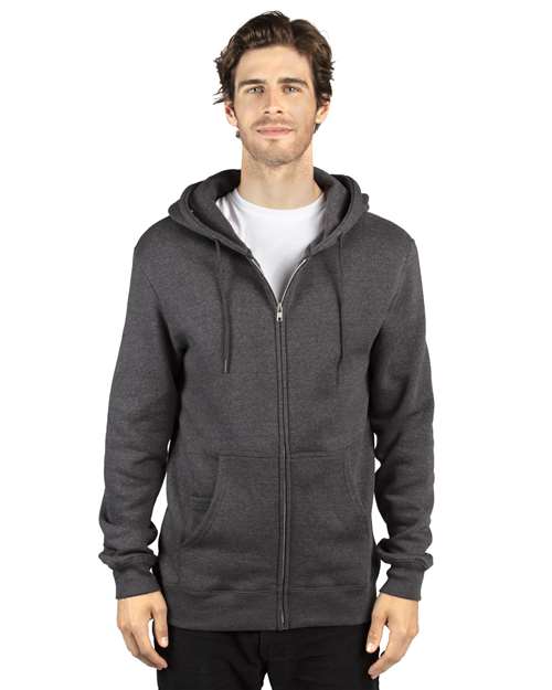 Threadfast Apparel 320Z Unisex Ultimate Fleece Full-Zip Hooded Sweatshirt #color_CHARCOAL HEATHER