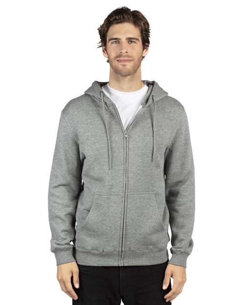Threadfast Apparel 320Z Unisex Ultimate Fleece Full-Zip Hooded Sweatshirt #color_HEATHER GREY