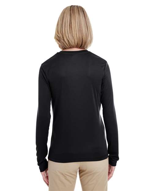 UltraClub 8622W Ladies' Cool & Dry Performance Long-Sleeve Top #color_BLACK