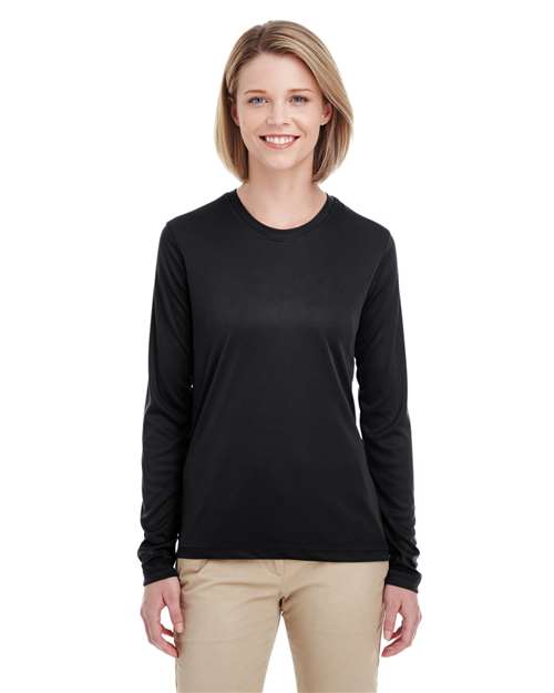 UltraClub 8622W Ladies' Cool & Dry Performance Long-Sleeve Top #color_BLACK