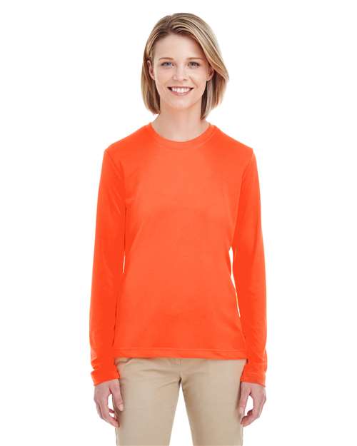 UltraClub 8622W Ladies' Cool & Dry Performance Long-Sleeve Top #color_BRIGHT ORANGE