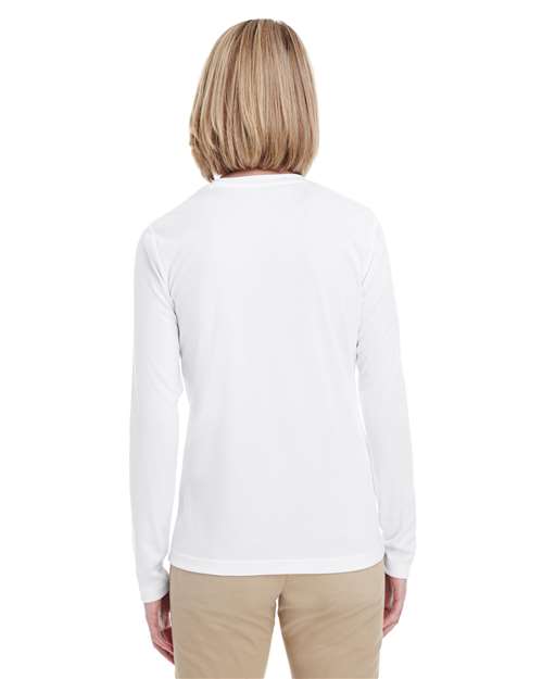 UltraClub 8622W Ladies' Cool & Dry Performance Long-Sleeve Top #color_WHITE