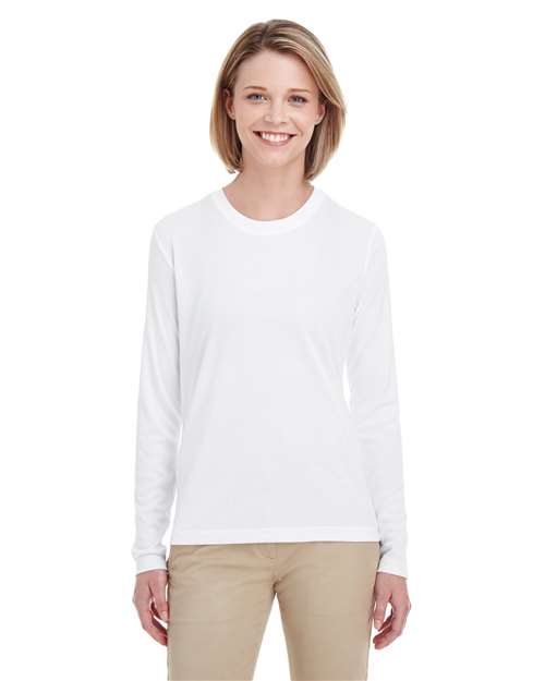 UltraClub 8622W Ladies' Cool & Dry Performance Long-Sleeve Top #color_WHITE