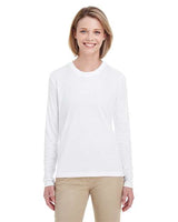 UltraClub 8622W Ladies' Cool & Dry Performance Long-Sleeve Top #color_WHITE