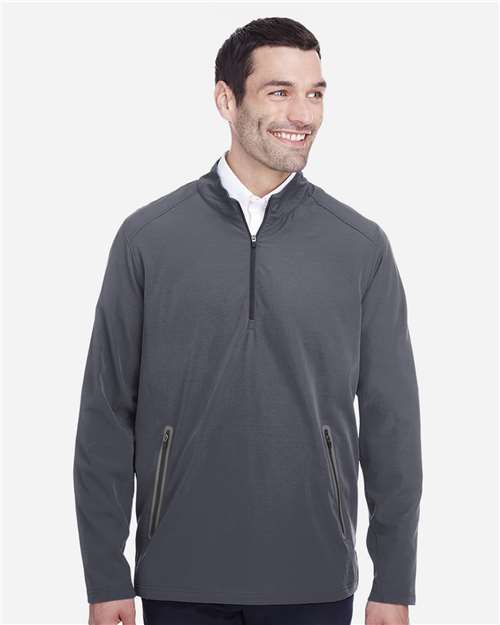 North End NE401 Men's Quest Stretch Quarter-Zip #color_CARBON/ BLACK