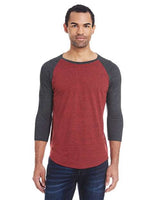 Threadfast Apparel 302G Unisex Triblend 3/4-Sleeve Raglan #color_CRD BLK/ BLK TRB