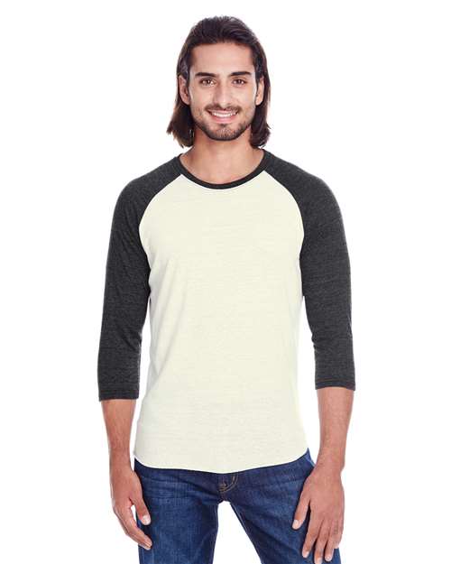 Threadfast Apparel 302G Unisex Triblend 3/4-Sleeve Raglan #color_CREAM/ BLCK TRIB