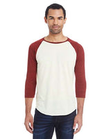 Threadfast Apparel 302G Unisex Triblend 3/4-Sleeve Raglan #color_CRM/ CRD BLK TRB