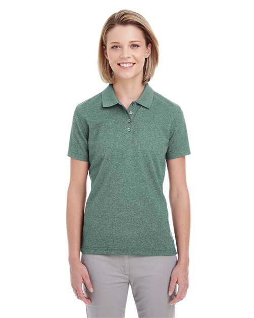 UltraClub UC100W Ladies' Heathered Piqu Polo #color_FOREST GREN HTHR