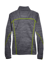 North End 78697 Ladies' Flux Mlange Bonded Fleece Jacket #color_CARBON/ ACD GRN