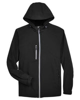 North End 88166 Men's Prospect Two-Layer Fleece Bonded Soft Shell Hooded Jacket #color_BLACK