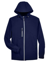 North End 88166 Men's Prospect Two-Layer Fleece Bonded Soft Shell Hooded Jacket #color_CLASSIC NAVY