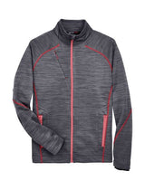 North End 88697 Men's Flux Mlange Bonded Fleece Jacket #color_CARBON/ OLY RED