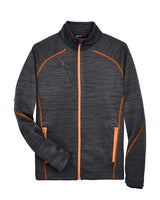 North End 88697 Men's Flux Mlange Bonded Fleece Jacket #color_CRBN/ ORNG SODA