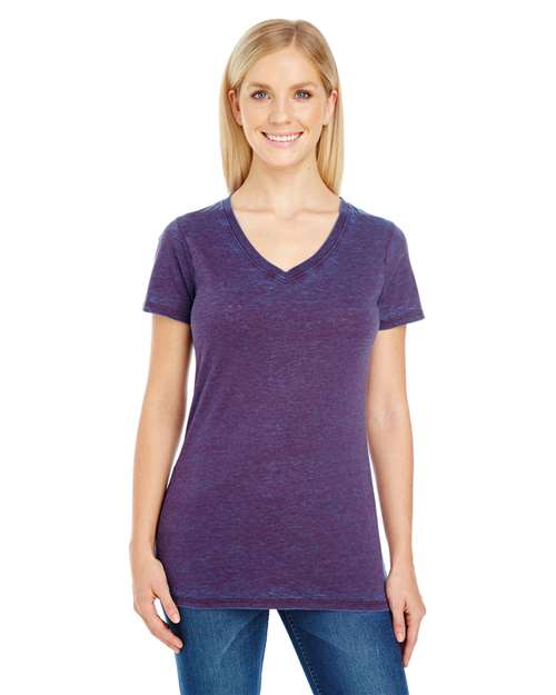 Threadfast Apparel 215B Ladies' Cross Dye Short-Sleeve V-Neck T-Shirt #color_BERRY
