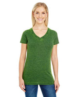 Threadfast Apparel 215B Ladies' Cross Dye Short-Sleeve V-Neck T-Shirt #color_EMERALD