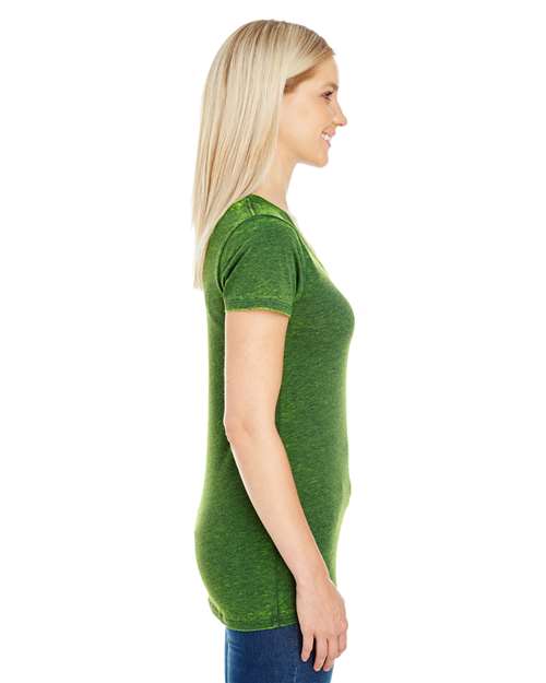 Threadfast Apparel 215B Ladies' Cross Dye Short-Sleeve V-Neck T-Shirt #color_EMERALD