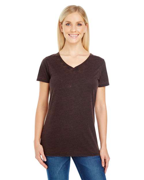 Threadfast Apparel 215B Ladies' Cross Dye Short-Sleeve V-Neck T-Shirt #color_FLAME