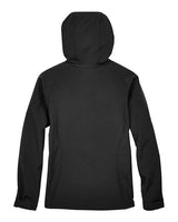 North End 78166 Ladies' Prospect Two-Layer Fleece Bonded Soft Shell Hooded Jacket #color_BLACK