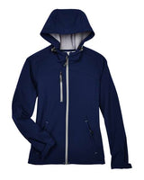 North End 78166 Ladies' Prospect Two-Layer Fleece Bonded Soft Shell Hooded Jacket #color_CLASSIC NAVY