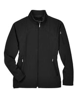 North End 78034 Ladies' Three-Layer Fleece Bonded Performance Soft Shell Jacket #color_BLACK