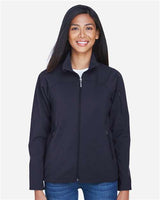 North End 78034 Ladies' Three-Layer Fleece Bonded Performance Soft Shell Jacket #color_MIDNIGHT NAVY