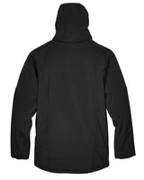 North End 88159 Men's Glacier Insulated Three-Layer Fleece Bonded Soft Shell Jacket with Detachable Hood #color_BLACK