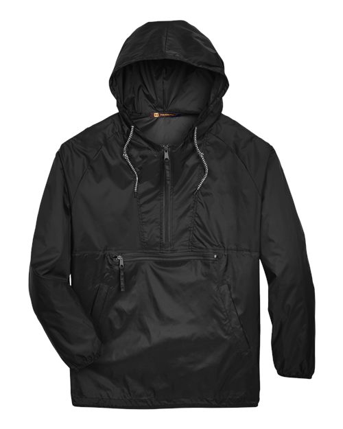 Harriton M750 Adult Packable Nylon Jacket #color_BLACK