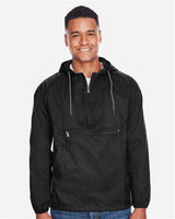Harriton M750 Adult Packable Nylon Jacket #color_BLACK