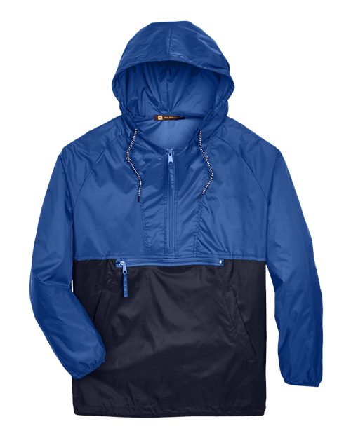 Harriton M750 Adult Packable Nylon Jacket #color_ROYAL/ NAVY