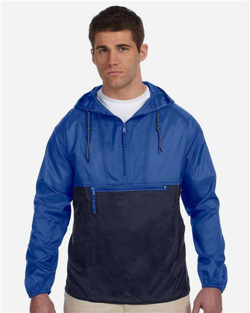 Harriton M750 Adult Packable Nylon Jacket #color_ROYAL/ NAVY